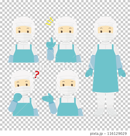 Illustration of a woman wearing a clean suit 116129029