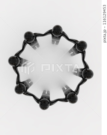 手を繋いで輪になる人々 アイコン 俯瞰 黒 縦 3Dイラストレーション 手を繋いで輪になる人々 アイコン 俯瞰 黒 縦 3Dイラストレーション 116129453