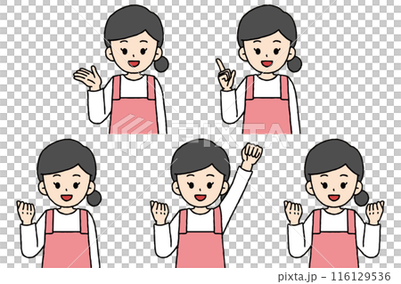 女性の保育士のポーズセット 女性の保育士のポーズセット 116129536