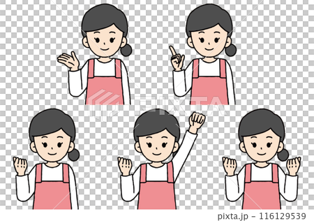 女性の保育士のポーズセット 女性の保育士のポーズセット 116129539