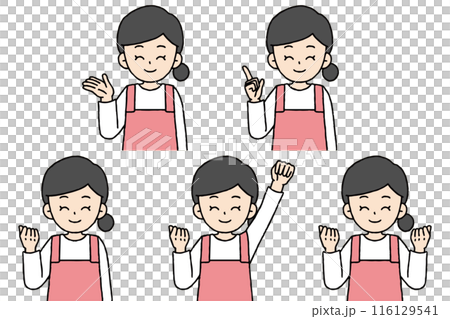 女性の保育士のポーズセット 116129541