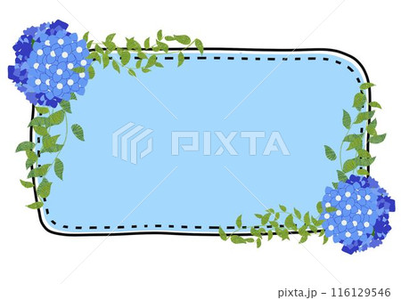 青い紫陽花のフレームイラスト 116129546