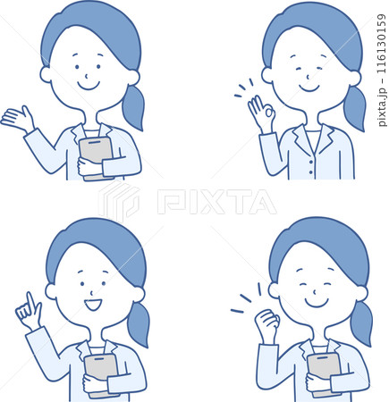 イラスト素材:いろいろなポーズの医療系女性セット イラスト素材:いろいろなポーズの医療系女性セット 116130159