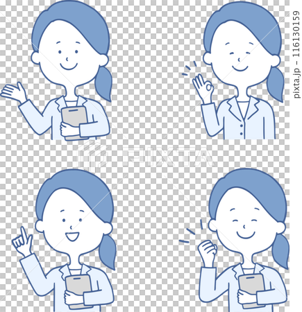 イラスト素材:いろいろなポーズの医療系女性セット イラスト素材:いろいろなポーズの医療系女性セット 116130159