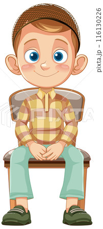 Smiling Muslim Boy Sitting on Chair Smiling Muslim Boy Sitting on Chair 116130226