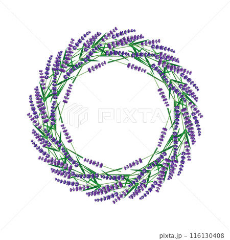 メッセージが書ける可愛いラベンダーのフレーム素材イラスト 116130408