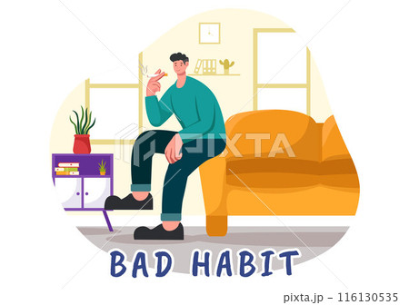 Vector Illustration of Bad Habits Featuring Unhealthy Lifestyles such as Eating Fast Food or Drinking Alcohol in a Flat Cartoon Style Background Vector Illustration of Bad Habits Featuring Unhealthy Lifestyles such as Eating Fast Food or Drinking Alcohol in a Flat Cartoon Style Background 116130535