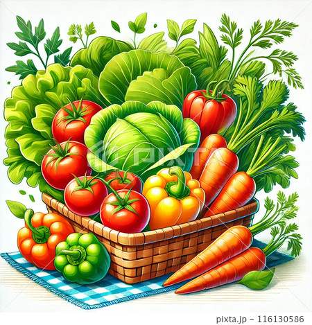 新鮮な色とりどりの野菜の盛り合わせ 116130586