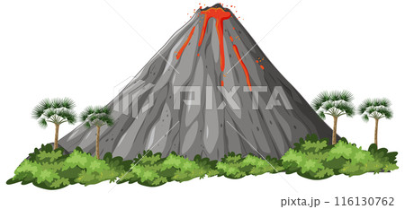 Erupting Volcano with Surrounding Forest 116130762