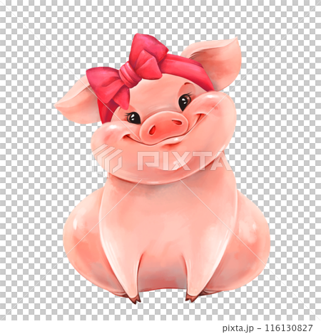 Funny pig. Cute animal illustration 116130827
