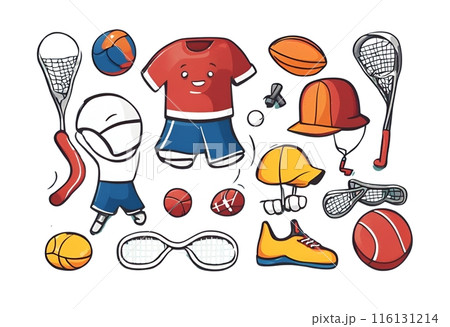 full of sports equipment.Cartoon Abstract art.AI Generated 116131214