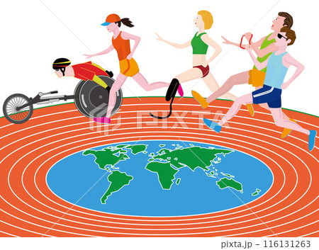 パラ陸上のユニバーサルリレーのイラスト素材です。 116131263