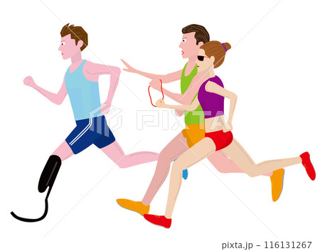 パラ陸上のユニバーサルリレーのイラスト素材です。 116131267