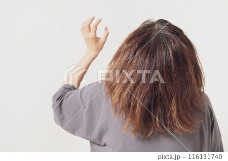 天を仰ぐ女性の後ろ姿 116131740