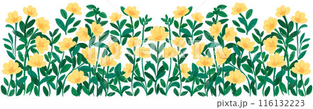 A row of cute yellow flowers to decorate a paper frame. 116132223