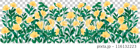 A row of cute yellow flowers to decorate a paper frame. 116132223