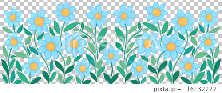 A row of cute blue flowers to decorate a paper frame. A row of cute blue flowers to decorate a paper frame. 116132227