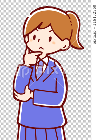女學生用手托著下巴思考 116132569
