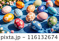 Happy Easter day with colorful egg prints copy space for text 116132674