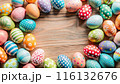 Happy Easter day with colorful egg prints copy space for text 116132676