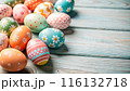 Happy Easter day with colorful egg prints copy space for text 116132718