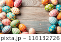 Happy Easter day with colorful egg prints copy space for text 116132726