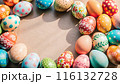 Happy Easter day with colorful egg prints copy space for text 116132728