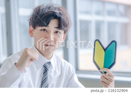 ガッツポーズするビジネスマン 116132904