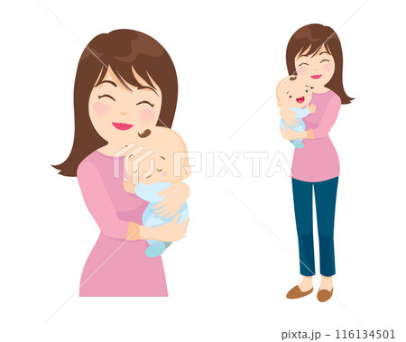 Beautiful woman holds a baby in her arms 116134501