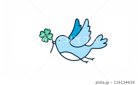幸せを運ぶ青い鳥と四つ葉のクローバー 116134639