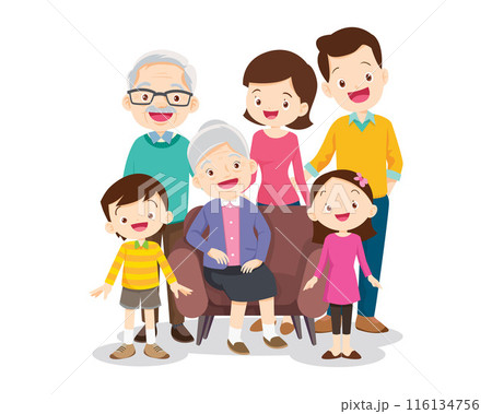 Big happy multi-generational family siblings relatives portrait 116134756
