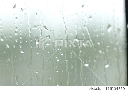 窓ガラスに滴る雨粒 116134850