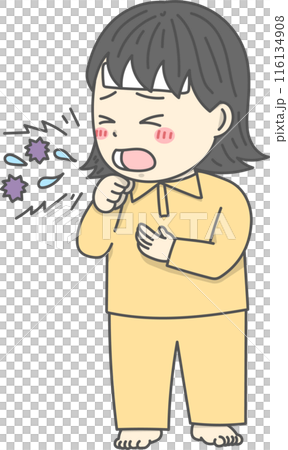 一個女孩咳嗽的插圖 一個女孩咳嗽的插圖 116134908