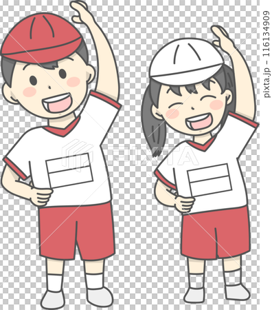 体操をする体操着の子供たちのイラスト 116134909