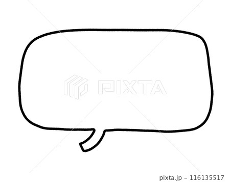 手描き風の可愛い吹き出し　四角　モノクロ　セリフ　コピースペース 116135517