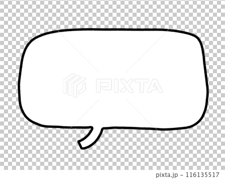 手描き風の可愛い吹き出し　四角　モノクロ　セリフ　コピースペース 116135517