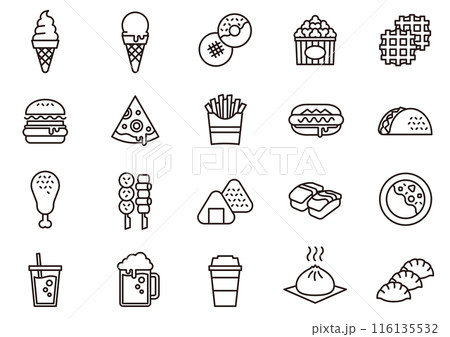 飲食アイコン01　Food and Beverage Icons 116135532