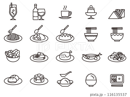 飲食アイコン04 Food and Beverage Icons 飲食アイコン04 Food and Beverage Icons 116135537