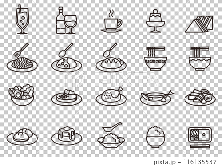 飲食アイコン04 Food and Beverage Icons 飲食アイコン04 Food and Beverage Icons 116135537
