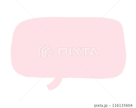 手描き風の可愛い吹き出し　四角　ピンク　セリフ　コピースペース 116135604