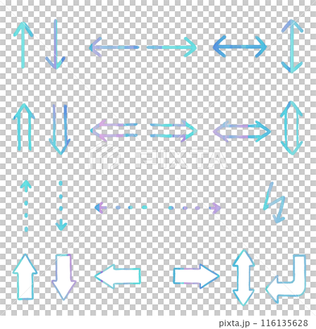 Handwritten simple arrow icon set blue 116135628