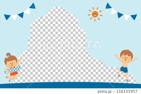 夏天的大海和兒童框架 夏天的大海和兒童框架 116135957