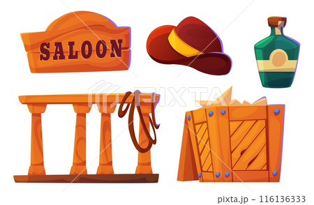 Western saloon design elements set 116136333