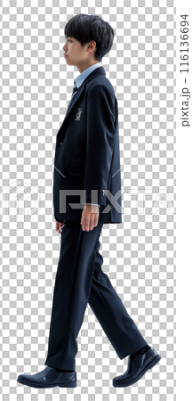 男子高校生の全身の白背景素材「AI生成画像」 116136694