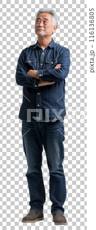 中年男子全身白色背景素材“AI生成圖像” 116136805