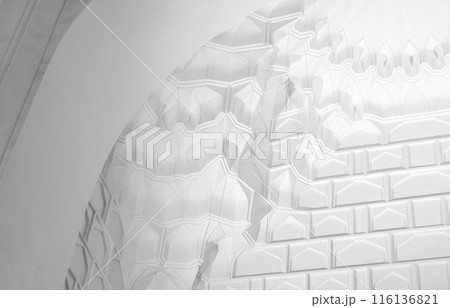 Arabic style architecture photo background with white arched ceiling Arabic style architecture photo background with white arched ceiling 116136821