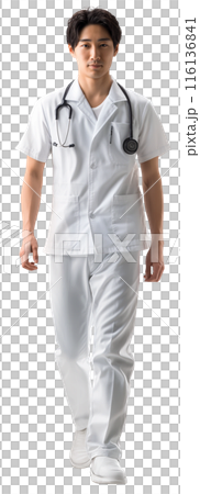 AI-generated image of a male nurse's whole body on a white background 116136841