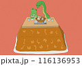 こたつでおでんを食べるへびとカエル 116136953