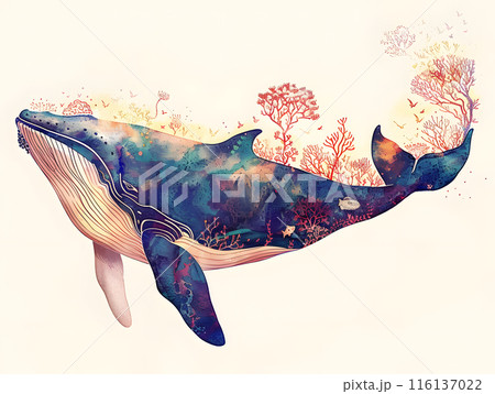 Mystical Whale with Coral Landscape Mystical Whale with Coral Landscape 116137022