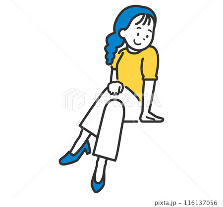 笑顔で座っている女性のイラスト 116137056